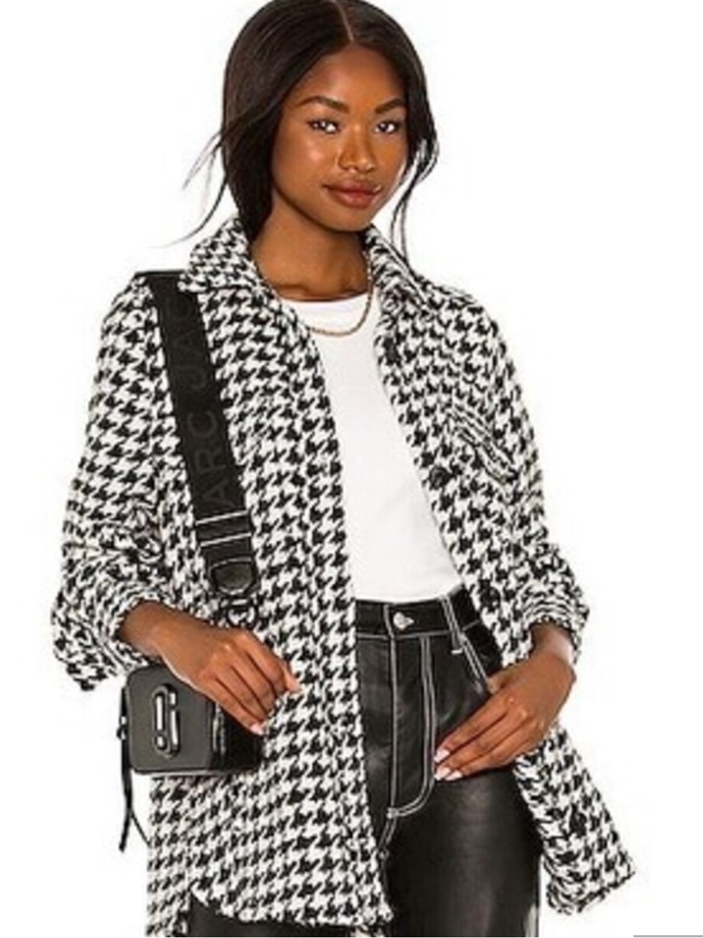 pistola Women’s Black & White Houndstooth wool blend Shacket Coat large pockets